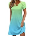 thumbnail image 1 of Women's Casual A-Line Dress Summer Beach Tshirt Dress Short Sleeve Flowy Sundresses Green M, 1 of 5