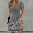 thumbnail image 1 of Women's Casual A-Line Dresses with Pockets Summer Floral Tshirt Dress Short Sleeve Mini Dress Flowy Sundresses, Limited Time Clearance Under 10 Dollars SA-455, 1 of 5