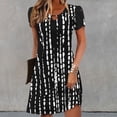 thumbnail image 1 of Women's Casual A-Line Dresses with Pockets Summer Floral Tshirt Dress Short Sleeve Mini Dress Flowy Sundresses, Limited Time Under 10 Dollars SA-456, 1 of 5