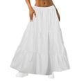 thumbnail image 1 of Women's Casual A-Line Maxi Skirt, Basic Style with Pockets – Elastic High Waist, Loose Tiered Design, Suitable for All Seasons, 1 of 5