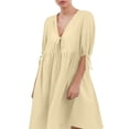 thumbnail image 1 of Women's Casual A Line V Neck Dress With Front Tie Detail For Summer Indoor And Outdoor Wear, 1 of 2