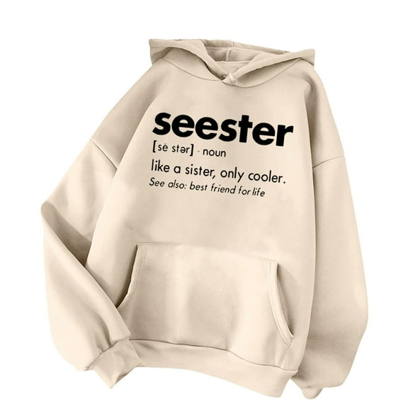 Women's Casual Alphabet Print Comfortable Pullover Hoodie with Drawstring for Everyday Wear