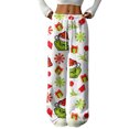 thumbnail image 1 of Women's Casual And Fashionable Greentown Printed Elastic Waist, Loose Straight Leg With Plush Pants With Rope, 1 of 2