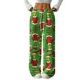 thumbnail image 1 of Women's Casual And Fashionable Greentown Printed Elastic Waist, Loose Straight Leg With Plush Pants With Rope, 1 of 2
