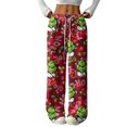 thumbnail image 1 of Women's Casual And Fashionable Greentown Printed Elastic Waist, Loose Straight Leg With Plush Pants With Rope, 1 of 2