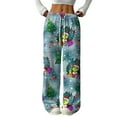thumbnail image 1 of Women's Casual And Fashionable Greentown Printed Elastic Waist, Loose Straight Leg With Plush Pants With Rope, 1 of 2