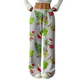 thumbnail image 1 of Women's Casual And Fashionable Greentown Printed Elastic Waist, Loose Straight Leg With Plush Pants With Rope, 1 of 2