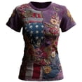 thumbnail image 1 of Women's Casual And Fashionable Short-sleeved Printed T-shirt Top Purple S, 1 of 2