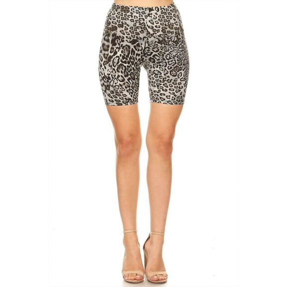 Women's Casual Animal Printed Elastic High Waist Stretch Biker Shorts