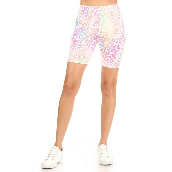 Women's Casual Animal Printed Elastic High Waist Stretch Biker Shorts