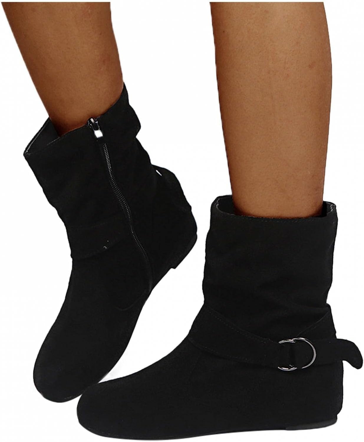 ruched ankle boots flat
