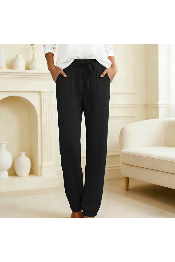 Women's Casual Ankle Pants Relaxed Fit Elastic Waist Comfortable Fall Season Trousers Women's Comfortable Lightweight Regular Pants Girl Pull On Sweatpants