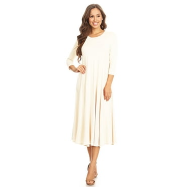 Women's Casual Basic Comfy 3/4 Sleeve Flare A-line Midi long maxi Dress
