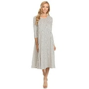 MOA COLLECTION Women's Casual Basic Comfy 3/4 Sleeve Flare A-line Midi long maxi Dress