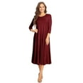 thumbnail image 1 of Women's Casual Basic Comfy 3/4 Sleeve Flare A-line Midi long maxi Dress, 1 of 5