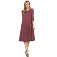 thumbnail image 1 of Women's Casual Basic Comfy 3/4 Sleeve Flare A-line Midi long maxi Dress, 1 of 4