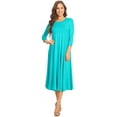 thumbnail image 1 of Women's Casual Basic Comfy 3/4 Sleeve Flare A-line Midi long maxi Dress, 1 of 7