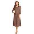 thumbnail image 1 of Women's Casual Basic Comfy 3/4 Sleeve Flare A-line Midi long maxi Dress, 1 of 5