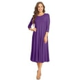 thumbnail image 1 of Women's Casual Basic Comfy 3/4 Sleeve Flare A-line Midi long maxi Dress, 1 of 5