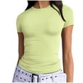 thumbnail image 1 of Women's Casual Basic Going Out Crop Tops Slim Fit Short Sleeve Crew Neck Tight T Shirts 2025 for Gym Workout, 1 of 7