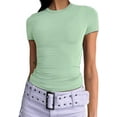 thumbnail image 1 of Women's Casual Basic Going Out Crop Tops Slim Fit Short Sleeve Crew Neck Tight T Shirts, 1 of 3