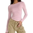 thumbnail image 1 of Women's Casual Basic Going Out Crop Tops Slim Fit Short Sleeve Crew Neck Tight T Shirts, 1 of 3