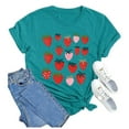 thumbnail image 1 of Women's Casual Basic Ops Crew Neck Y2K T Shirts Strawberry Print Short Sleeve Spring Tops, 1 of 2