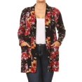 thumbnail image 1 of Women's Casual Basic Pattern Print Knit Duster Cardigan Sweater with Side Pockets, 1 of 5