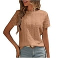 thumbnail image 1 of Women's Casual Basic Pleated Embroidered Eyelets Solid Color Round Neck Casual Short Sleeved Summer Tank Tops, 1 of 6
