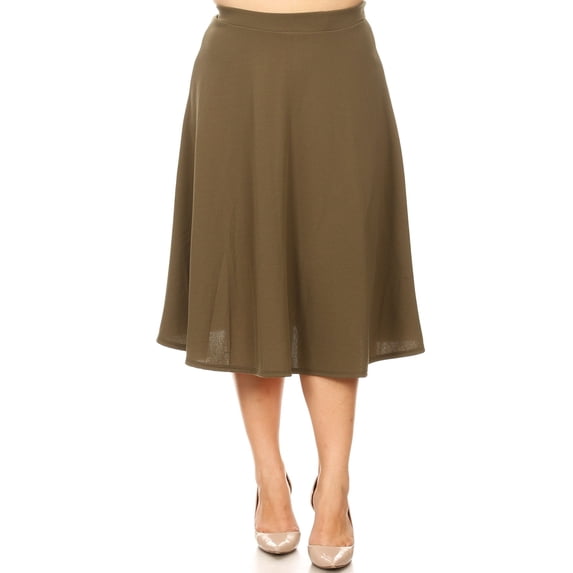 Women's Casual Basic Plus Size High Waist A-Line Mid-Length Skirt