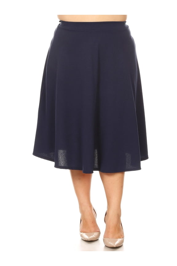 Women's Casual Basic Plus Size High Waist A-Line Mid-Length Skirt