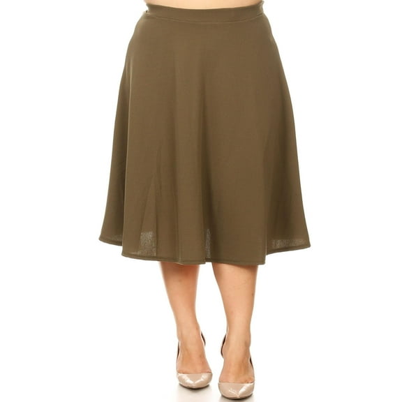 Women's Casual Basic Plus Size High Waist A-Line Mid-Length Skirt
