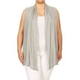 thumbnail image 1 of Women's Casual Basic Plus Size Loose Fit Long Body Draped Open Front Solid Cardigan Vest Made in USA, 1 of 4