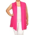 thumbnail image 1 of Women's Casual Basic Plus Size Loose Fit Long Body Draped Open Front Solid Cardigan Vest Made in USA, 1 of 4