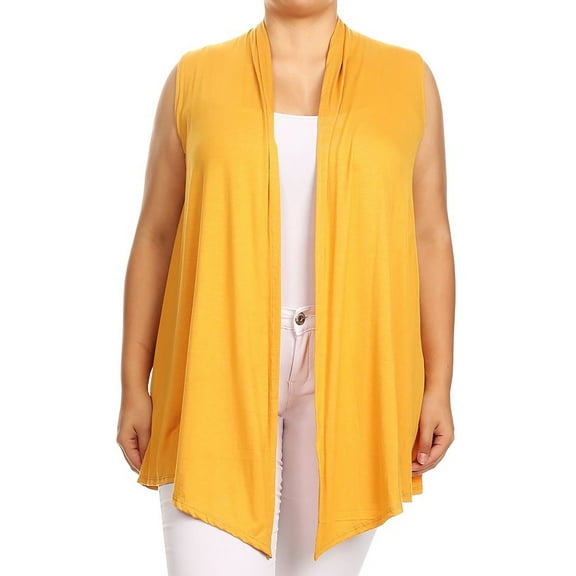 Women's Casual Basic Plus Size Loose Fit Long Body Draped Open Front Solid Cardigan Vest