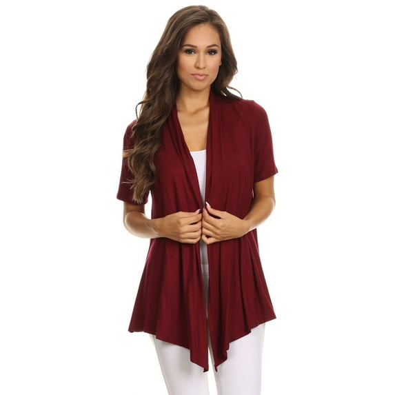 Women's Basic Casual Solid Short Sleeve Open Front Cardigan (S-3X)