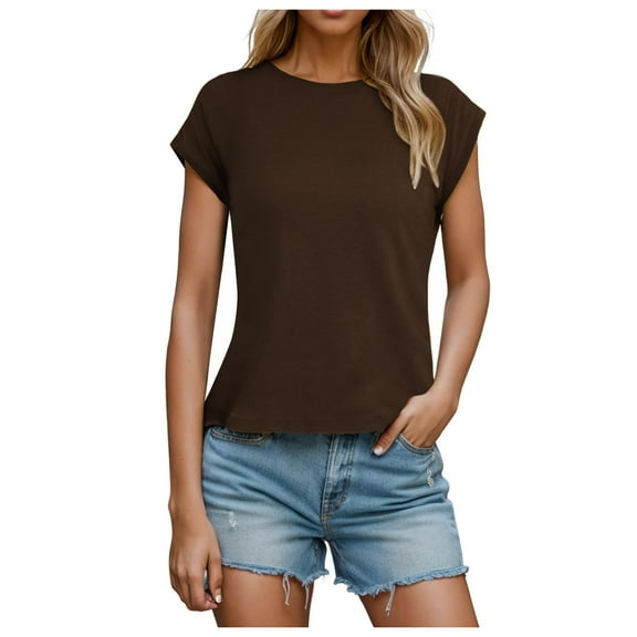 Women's Casual Basic T-Shirt Loose Fit Crewneck Cap Sleeve Tee Comfortable Soft Breathable Stylish Versatile Top