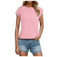 thumbnail image 1 of Women's Casual Basic T-Shirt Loose Fit Crewneck Cap Sleeve Tee Comfortable Soft Breathable Stylish Versatile Top, 1 of 2