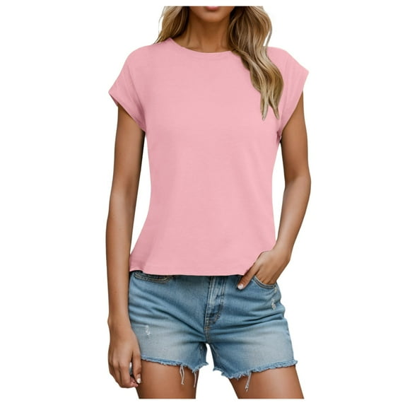 Women's Casual Basic T-Shirt Loose Fit Crewneck Cap Sleeve Tee Comfortable Soft Breathable Stylish Versatile Top