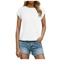 thumbnail image 1 of Women's Casual Basic T-Shirt Loose Fit Crewneck Cap Sleeve Tee Comfortable Soft Breathable Stylish Versatile Top, 1 of 2
