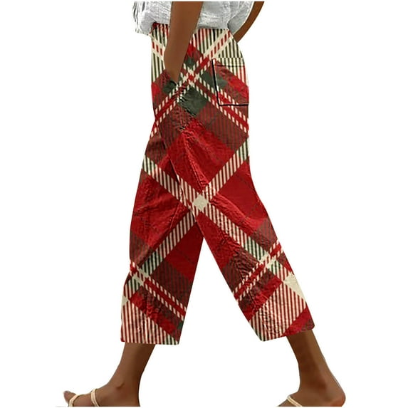 Women's Casual Beach Capri Pants Summer Trendy Funny Print Baggy Lounge Pants Drawstring Cozy High Waist Capris
