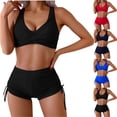thumbnail image 1 of Women's Casual Bikinis Bathing Suits Standard Straps V-Neck Bras Boy Shorts Fashion Stretchy Breathable Split 2 Piece Swimsuits Sets, 1 of 5