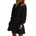 thumbnail image 1 of Women's Casual Black Solid Color Puff Sleeve Ruffle Hem Mini Dress - [ZhiHiMeRi] | (US 12-14)L, 1 of 7