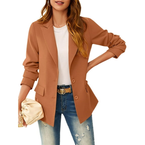 Women's Casual Blazers Long Sleeve Lapel Button Open Front Work Office Blazer Jackets Suit