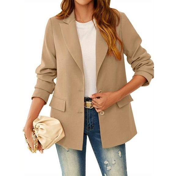 Women's Casual Blazers Long Sleeve Lapel Button Open Front Work Office Blazer Jackets Suit