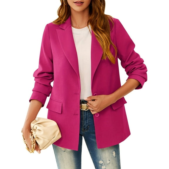 Women's Casual Blazers Long Sleeve Lapel Button Open Front Work Office Blazer Jackets Suit