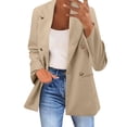 thumbnail image 1 of Women's Casual Blazers Long Sleeve Open Front Solid Business Work Office Jackets Lapel Elegant Loose Fit Coat with Pockets Z003-Khaki L, 1 of 7