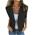 thumbnail image 1 of Women's Casual Blazers Short Sleeve Turndown Collar Open Front Button Down Work Blazer Jackets with Pockets, 1 of 5