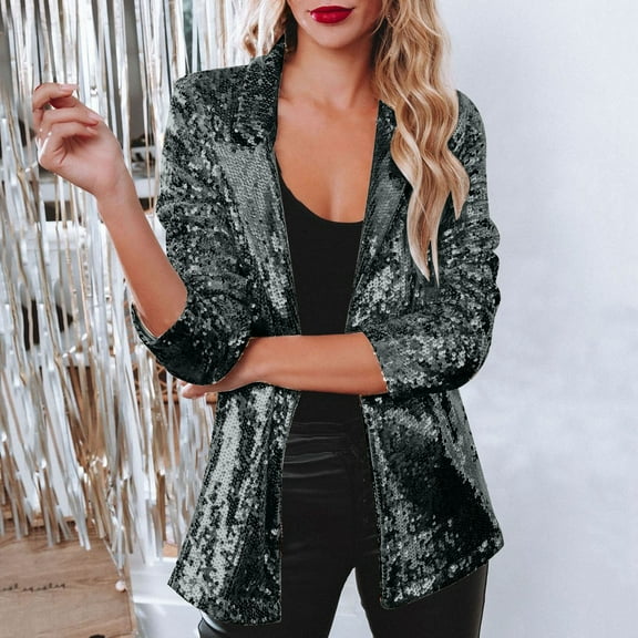 Women's Casual Blazers Vintage Long Sleeve Open Front Button Work Office Blazer Jackets with Pockets Green XXXL