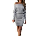 thumbnail image 1 of Women's Casual Bodycon Dress Long Sleeve One Shoulder Slim Fit Comfortable Winter Autumn Flowy Party Wear Stretchy Soft Fabric, 1 of 2